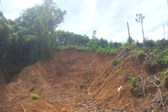 Quảng Ngãi: Vết nứt núi dài 100 mét đe dọa nhiều hộ dân