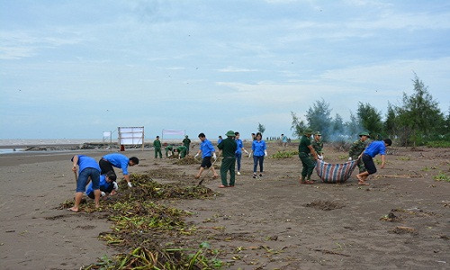 Ninh Bình: Bộ đội biên phòng tỉnh tham gia làm sạch môi trường biển