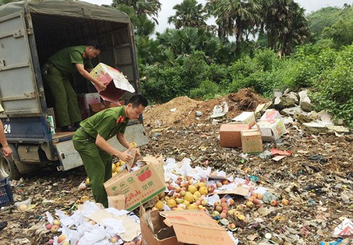 Lào Cai: Tiêu hủy 20 hộp hoa quả không rõ nguồn gốc tại huyện Văn Bàn
