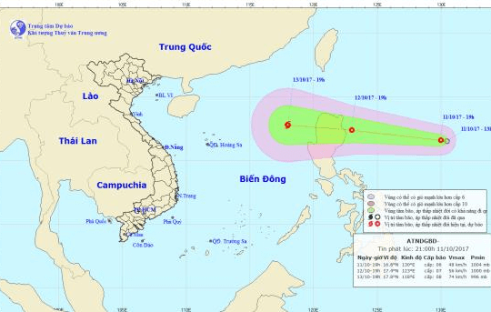 Xuất hiện áp thấp nhiệt đới với sức gió mạnh cấp 9 trên biển Đông