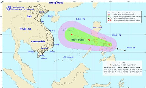 Vùng áp thấp đã mạnh lên thành áp thấp nhiệt đới với sức gió giật cấp 7 – 8