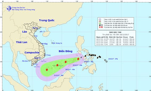 Bão Kai – tak diễn biến phức tạp, có khả năng mạnh thêm