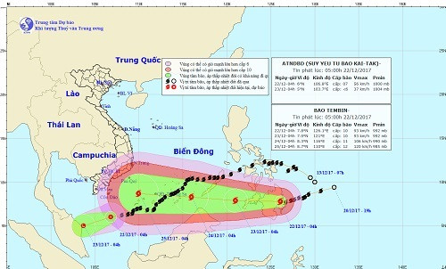 Bão số 15 suy yếu thành áp thấp nhiệt đới, bão Tembin áp sát Biển Đông