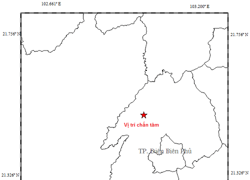 Điện Biên xảy ra động đất 3,2 độ richter