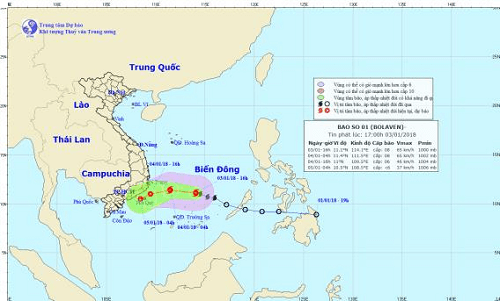 Bão số 1 với sức gió giật cấp 10 uy hiếp bờ biển các tỉnh Phú Yên – Bình Thuận