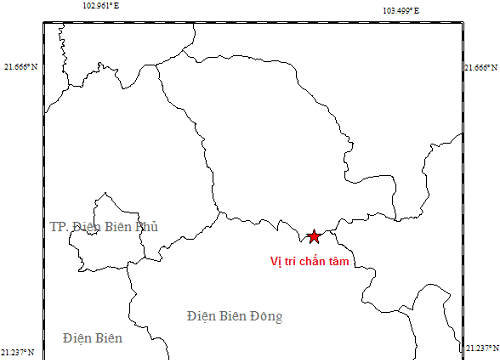 Điện Biên xảy ra động đất mạnh 3,9 độ richter