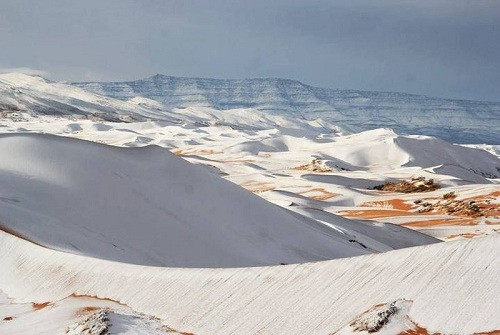 Bất ngờ tuyết rơi tại sa mạc Sahara