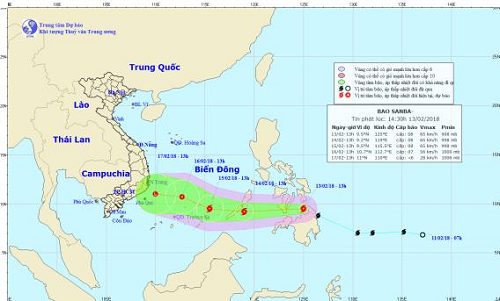Ngày 29 Tết, bão SANBA đi vào biển Đông