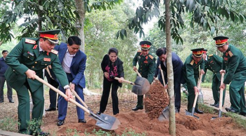Chủ tịch Quốc hội trồng cây tại Khu di tích Đá Chông