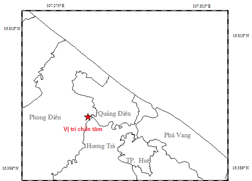 Thừa Thiên Huế xảy ra động đất 2.5 độ richter