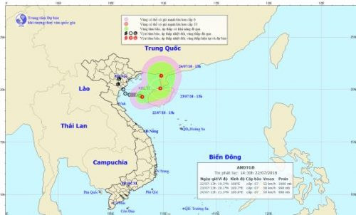 Áp thấp nhiệt đới đang cách bờ biển Nam Định 210km