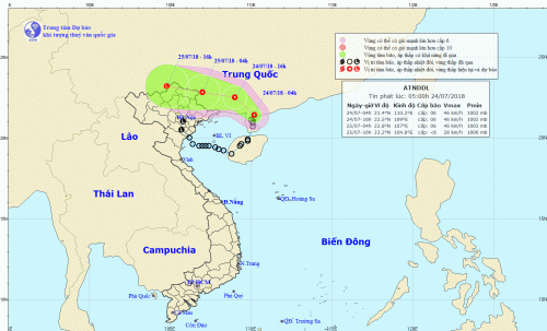 Áp thấp nhiệt đới đổ bộ vào bán đảo Lôi Châu – Trung Quốc