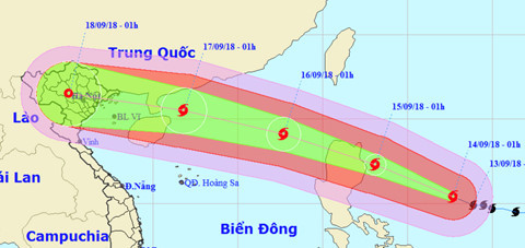 Dự báo, bão Mangkhut sẽ gây ảnh hưởng tới 27 tỉnh/thành phố ở Bắc Bộ