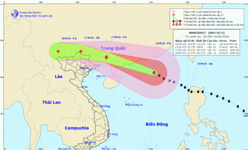 Dự báo thời tiết ngày mai 17/9/2018: Do ảnh hưởng của siêu bão MangKhut,miền Bắc mưa to đến rất to gió giật mạnh.