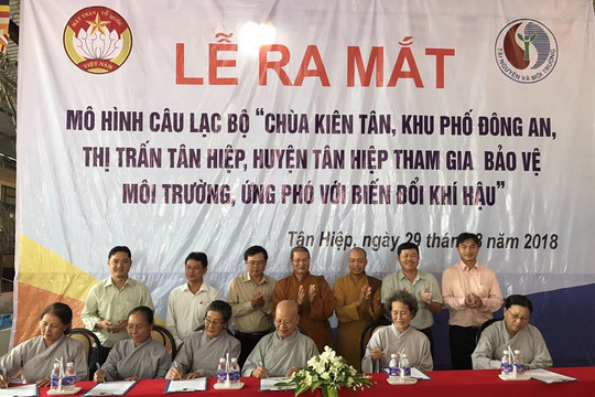 Huyện Tân Hiệp: Ra mắt câu lạc bộ “Chùa Kiên Tân tham gia bảo vệ môi trường, ứng phó với biến đổi khí hậu”