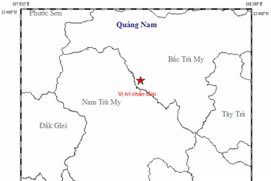 Quảng Nam: Lại xuất hiện động đất 3,1 độ Richter