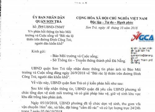 UBND quận Sơn Trà (Đà Nẵng): Chỉ đạo, giải quyết bãi rác lộ thiên trên đường Đinh Công Trứ gây ô nhiễm môi trường