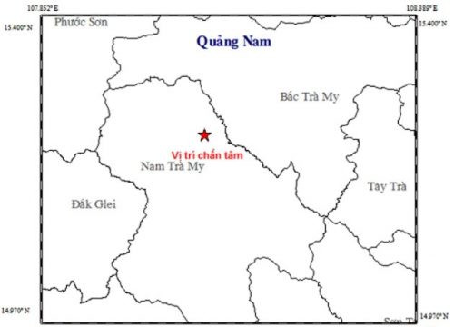 Quảng Nam: Hai trận động đất xảy ra liên tiếp