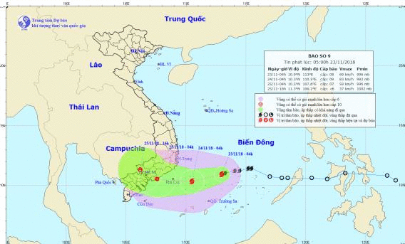 Bão số 9 giật cấp 10, sóng biển cao 5 – 7m áp sát các tỉnh Nam Trung Bộ