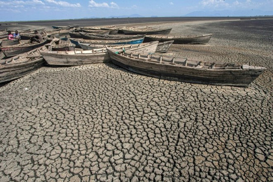 Bờ Tây hồ Chilwa, Malawi khô cạn trơ đáy
