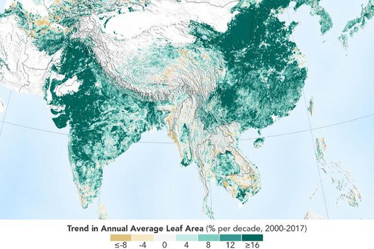 Ấn Độ và Trung Quốc đang làm Trái đất xanh hơn dù ô nhiễm đứng đầu thế giới