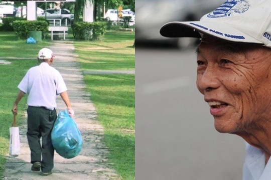 Xúc động với cụ ông 84 tuổi âm thầm nhặt rác trong công viên suốt 5 năm ròng rã