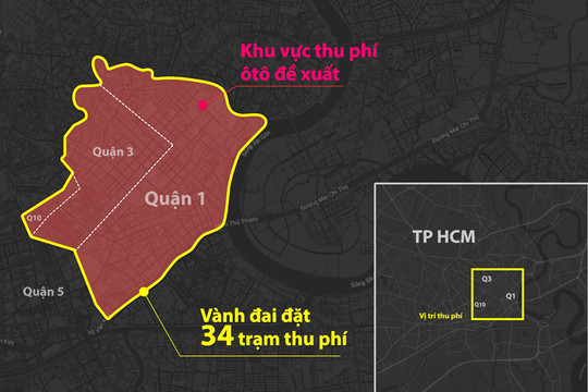 Đề xuất xây 34 trạm thu phí, “siết” ô tô vào trung tâm Sài Gòn để giảm ùn tắc