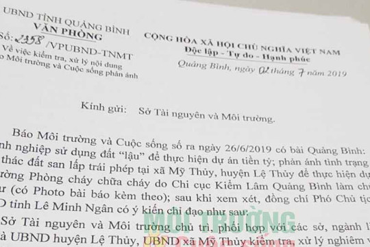 Vụ đường phòng cháy chữa cháy ở Quảng Bình – Bài 3: UBND tỉnh chỉ đạo vào cuộc xử lý