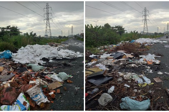 TP Hồ Chí Minh: Bãi rác tự phát chiếm đường Song Hành xa lộ Hà Nội gây ô nhiễm môi trường