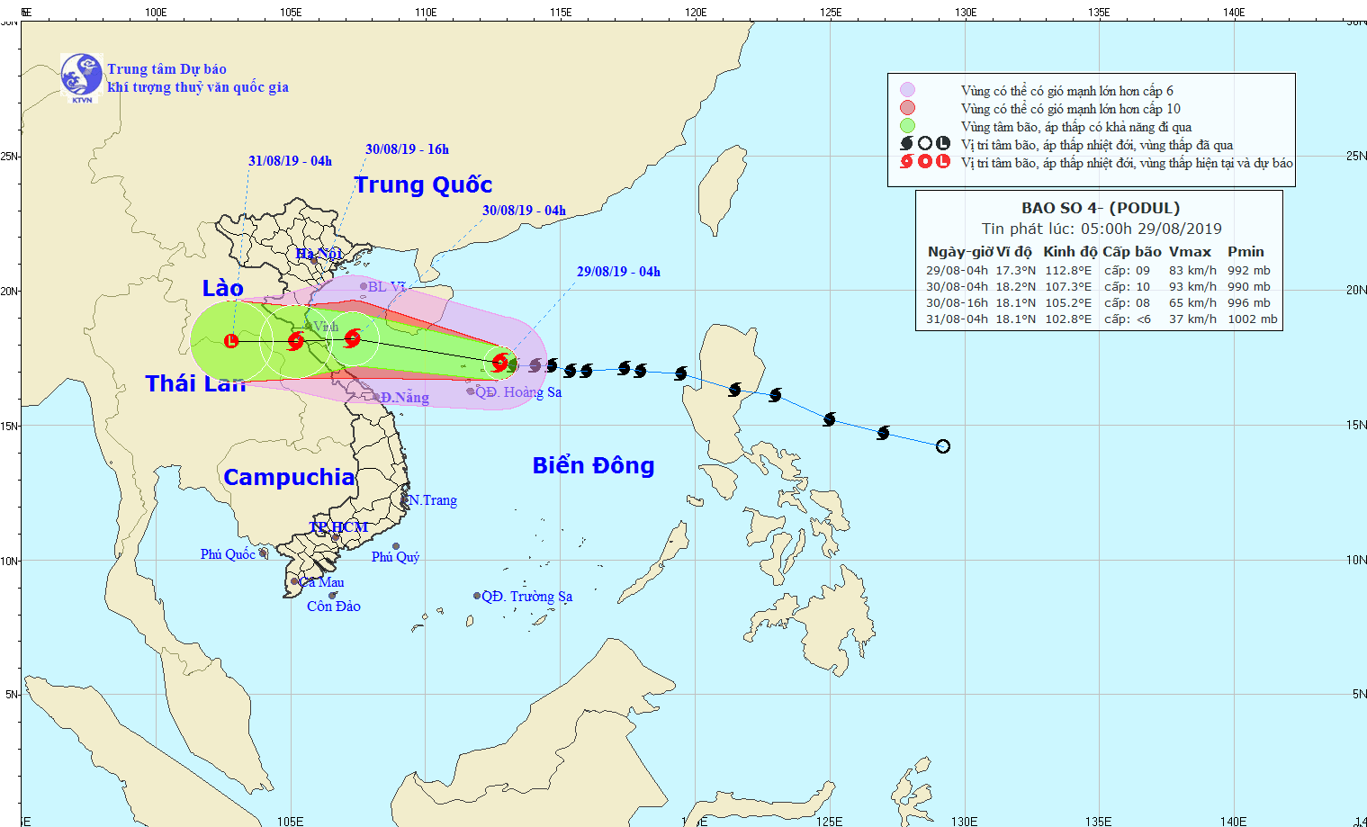 Từ đêm ngày 29: Bão số 4 gây mưa lớn ở miền Bắc và Trung Bộ