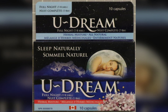 Canada: Thu hồi sản phẩm hiệu U-Dream hỗ trợ giấc ngủ có nguồn gốc thảo mộc