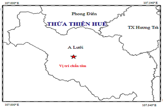 Thừa Thiên – Huế: Động đất mạnh 2,4 độ richter xảy ra ở huyện A Lưới