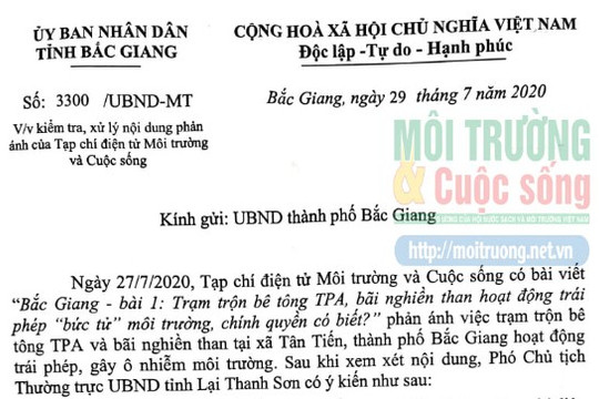 Bắc Giang – Bài 2: UBND tỉnh giao UBND thành phố vào cuộc kiểm tra, xử lý trạm trộn bê tông TPA, bãi nghiền than hoạt động trái phép “bức tử” môi trường