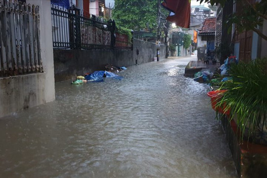 Mưa lớn suốt đêm, nhiều khu phố ở Hạ Long chìm sâu trong biển nước