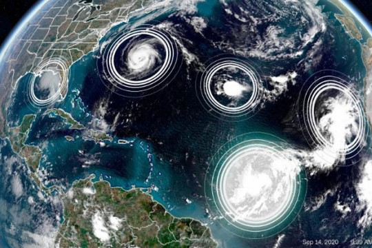 Hiếm gặp: 5 cơn bão nhiệt đới xuất hiện cùng lúc tại Đại Tây Dương