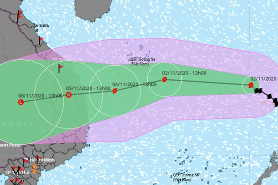 Dự báo: Bão số 10 sẽ hướng thẳng vào đất liền các tỉnh từ Đà Nẵng đến Phú Yên