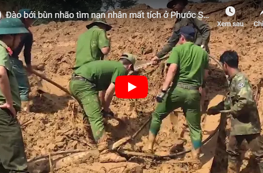 Đào bới bùn nhão tìm nạn nhân mất tích ở Phước Sơn
