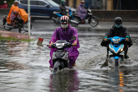 TP Hồ Chí Minh: Người dân “bì bõm” trong cơn mưa trắng trời