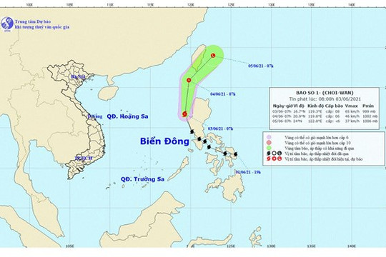 Bão Choi-Wan vào Biển Đông trở thành cơn bão số 1 năm 2021
