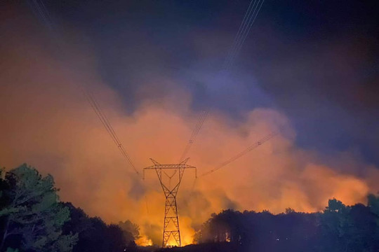 Cháy rừng tại Thừa Thiên – Huế, đường dây truyền tải điện 500 KV có nguy cơ mất an toàn