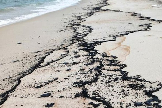 Quảng Bình: Gần 3km bờ biển bất ngờ xuất hiện vệt dầu lạ