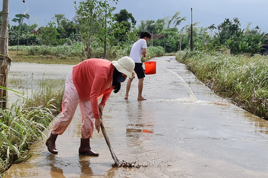 Quảng Ngãi: Khẩn trương xử lý vệ sinh môi trường ở vùng rốn lũ