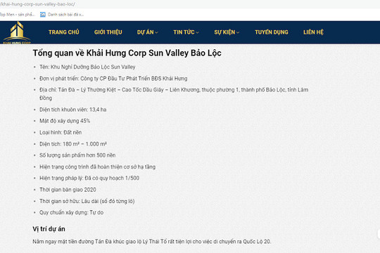 Chưa được cấp phép, Dự án Sun Valley Lâm Đồng đã rầm rộ phân lô, bán nền