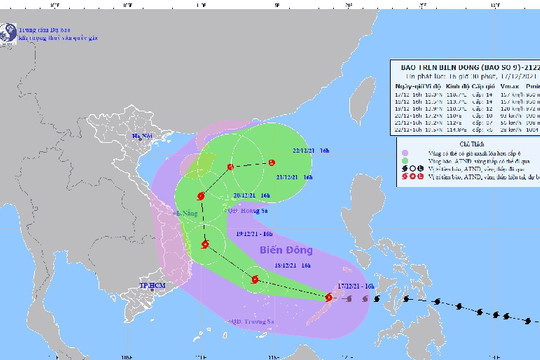 Bão Rai đi vào Biển Đông, trở thành cơn bão số 9 trong năm 2021