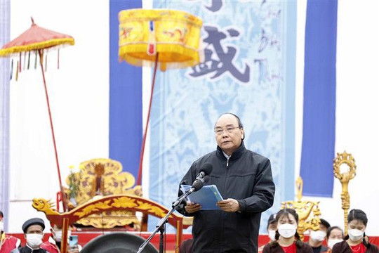Chủ tịch nước Nguyễn Xuân Phúc dự lễ hội Tịch điền tại Hà Nam
