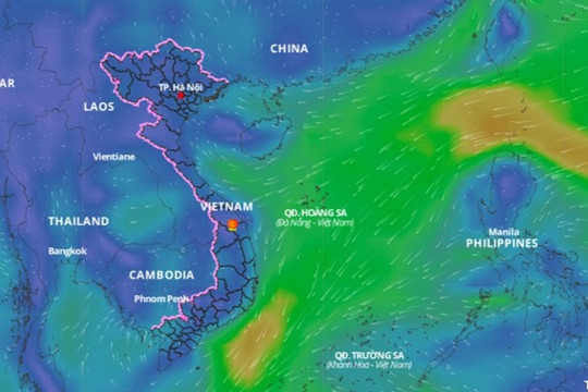 Xuất hiện vùng áp thấp trên Biển Đông gây thời tiết nguy hiểm