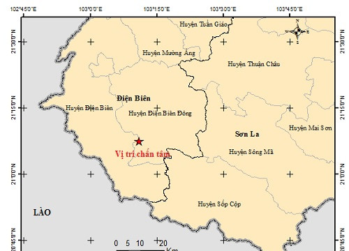 Động đất có độ lớn 4,5 độ xảy ra tại Điện Biên