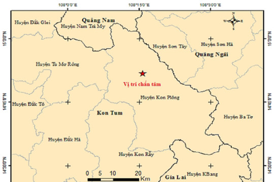 Kon Tum lại xảy ra 2 trận động đất liên tiếp trong một buổi sáng