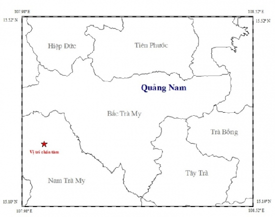 Bản đồ động đất ở Quảng Nam