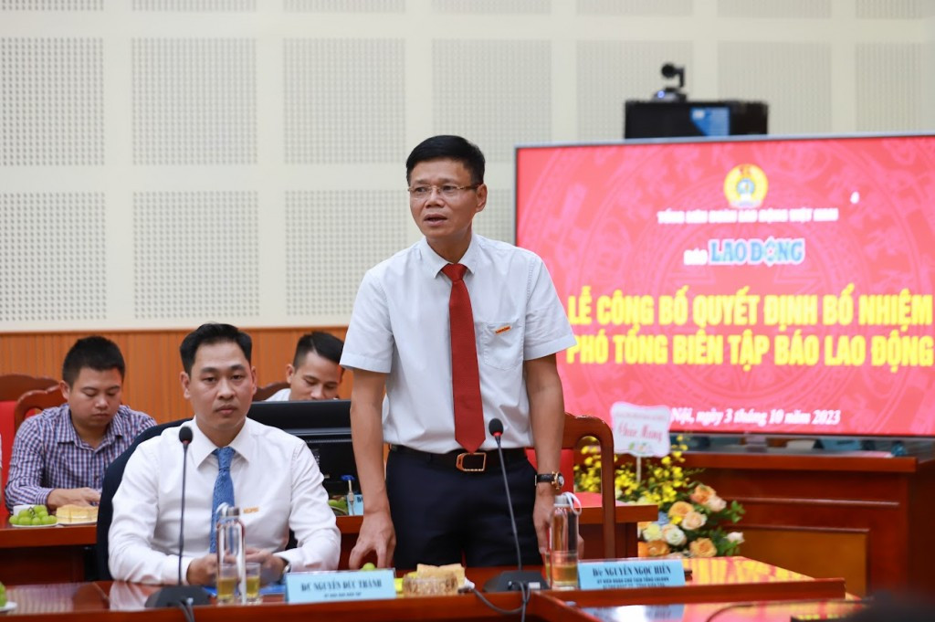 Bổ nhiệm nhà báo Nguyễn Đức Thành giữ chức Phó Tổng Biên tập Báo Lao Động